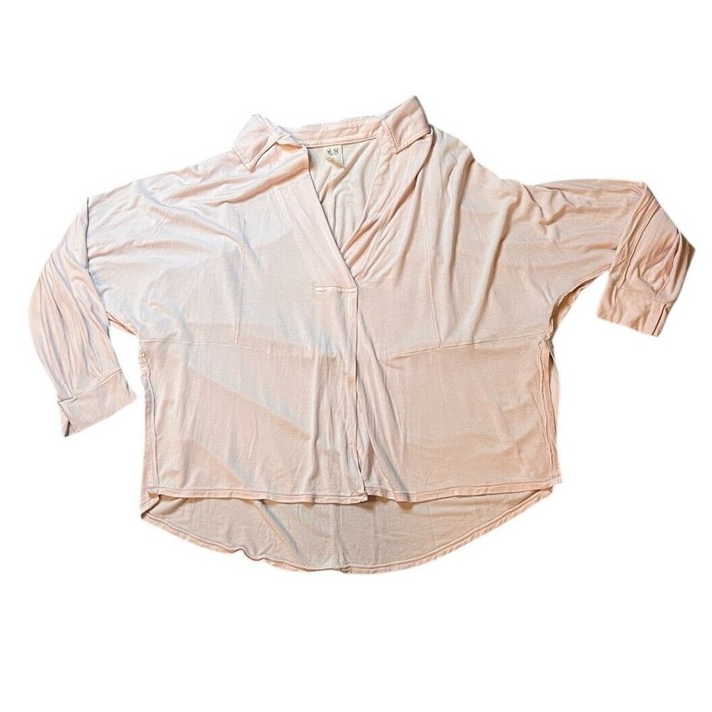 Free People Cant Fool Me Pink Top Split Hem Relaxed Dolman Sleeve Womens Size XS